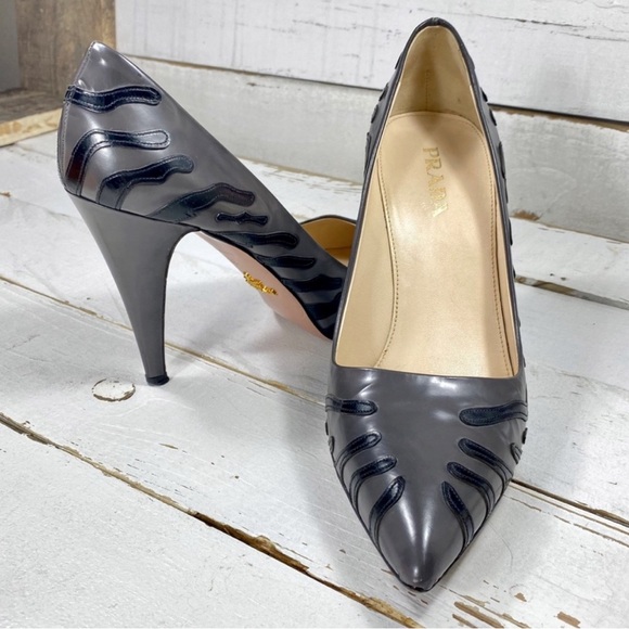 Prada Patent Leather Zebra Print Heels - Picture 1 of 6